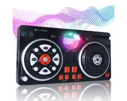 Silvergear Set DJ Enfants Avec Boule Disco - Table De Mixage - Instruments De Musique Pour Enfants - Contrôleur DJ - Platine - Jouet Éducatif Dès 3 Ans - Complet - Débutant - Noir