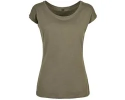 Build your Brand Ladies´ Wide Neck Tee BYBB013 - OLIVE - XXL