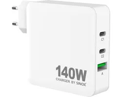 Sinox - MOBILITY POWER - Lichtnetadapter 2xUSB-C 1xUSB-A PD140W, White