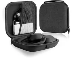 Housse de transport pour casque audio, compatible avec Sony WH1000XM5 et autres modèles, étui de voyage rigide de protection avec câble de chargement et espace de rangement (Gris foncé)