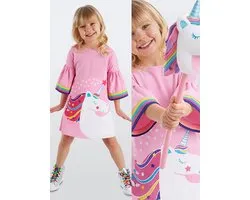 Denokids CFF-21Y2-005 Roze Meisjes Jurk Unicornprint 104