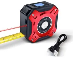 Laser afstandsmeter - Lasermeter - Twee-in-één lasermeetinstrument (5m meetlint + 40m laser afstandsmeting) - 6 meetmodi - inclusief USB-oplaadkabel en draagkoord - IP56 waterdichtheid - Digitale weergave met hoge resolutie - Zwart en rood