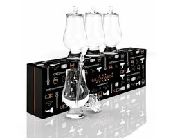 Proeverijset met 4 Whiskyglazen 4 Proeferijdoppen en 1 Pipette - Geschenkverpakking - Glencairn Crystal Scotland