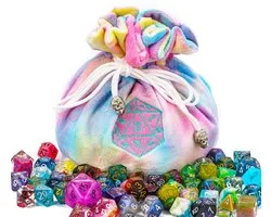 JOYADICE® D&D Dice Bag | Dungeons and Dragons dicebag | Zachte Pluche Opbergzak | DnD storage bag | Dobbelstenen Zak Pouch | Polydice bag | Fluweel | Multicolor Regenboog
