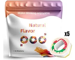 Dosettes parfumées 5x - Saveur fraise - Recharge de dosettes d'eau parfumée - Aroma Pod - Vegan - Sans BPA