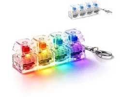 Keyboard Fidget Toy Clicker avec éclairage LED – Porte-clés Fidget Clavier – Jouet anti-stress pour adultes et enfants – - Transparent avec petites lumières multicolores
