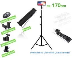 HiCHiCO® Smartphone Statief 170 cm Voor Fotocamera en Smartphone, Action Camera, GoPro, iPhone - Canon – Nikon - Spiegelreflexcamera Inc. Bluetooth Afstandsbediening - Camerastatief – Light Stand – Tripod met Draagtas