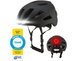 GOOFF® RIDER Fietshelm met Verlichting - Ebike Helm voor Volwassenen - Geschikt voor Elektrische Fiets en Racefiets - LED Licht - Dames en Heren - Zwart - L