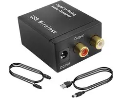 Digitale naar analoge audio-converter met ingebouwde Bluetooth 5.0-chip, digitale optische coaxiale naar analoge RCA audio-converter adapter met glasvezelkabel voor Xbox TV Box DVD Amp