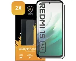 2-Pack MobyDefend Screenprotectors - Geschikt voor Xiaomi Redmi 15 5G - Screensavers Met Zwarte Randen - Gehard Glas