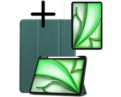BASE. Étui pour tablette et protection d'écran - Compatible avec iPad Air 2025 (11 pouces) - Bookcase - Trifold - Housse - Porte-stylet - Vert foncé