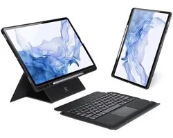 Dux Ducis - Housse de clavier adaptée pour Samsung Galaxy Tab S8 Plus/ S7 Plus/ S7 FE (2022/2021/2020) - Amovible - QWERTY - Clavier pour tablette avec pavé tactile - Zwart