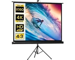 ECTEATOY® Projectiescherm 84 inch - 4:3 Beamer Scherm - Mobiel Projector Scherm voor Thuisbioscoop en Kantoor - 171 x 131 cm - Zwart