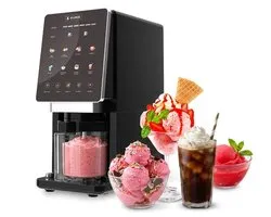 BluMill Machine à glace - Machine à glace 8 en 1 - Sorbetière pour crème glacée, gelato, sorbet et granité - Pièces compatibles lave-vaisselle - Contrôle des portions - Écran tactile