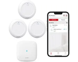 Détecteur d'eau intelligent X- Sense SWS0A avec Wi-Fi - 3 pièces avec station de base - Fonctionne avec application - Capteur d'eau - Alarme d'eau - Détecteur de fuite d'eau - Détecteur d'eau - Humidimètre - Détection de fuite