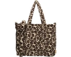 Beagles Lugo Shopper - Sac Teddy - Compartiment ordinateur portable 15,6 pouces - Sac bandoulière - Sac à main - Sac femme - Sac ordinateur portable - Travail - École - Tote Bag - Sac femme - Léopard Beige