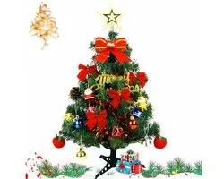Christmas Tree, Mini Christmas Tree, Small Pine Tree for Table, Small Artificial Christmas Tree, 45 cm with Small Ornaments, for Home and Office, Christmas Decoration