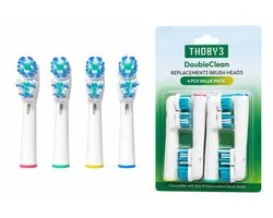 Thoby3® Opzetborstels Dual Clean passend op Oral-B 4 Stuks | Dubbele Reiniging