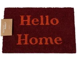 Deurmat Hello Home | L 60cm | wijn rood