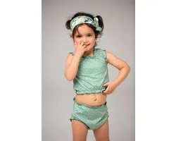 Ducksday - Tankini bébé réversible avec élastique - pour fille - UPF 50+ - Ensemble de bain trois pièces - Toucan - Vert tropical - Taille 80