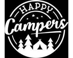 Happy camper sticker - Grappige auto stickers - Camper sticker - Caravan sticker - Auto accessories - Stickers volwassenen - 12 x 13 cm - Wit - 225
