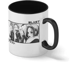 White Mug with Black Rim and Handle for Anime Fans - Perfect Gift for Any Occasion