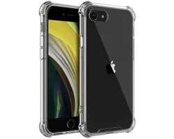 Coque robuste transparente Mobiq pour iPhone SE (2020) | iPhone 8 | iPhone 7 en TPU avec pare-chocs pour les coins - Coque de protection en TPU souple - Coque Apple iPhone SE (2020)/8/7 4,7 pouces transparente et antichoc - Zwart | Transparent