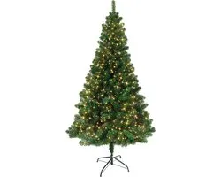 Infinity Goods Sapin de Noël Artificiel avec Siècle des Lumières LED - 210 cm - Sapin de Noël Réaliste en Plastique - Support en Métal - Vert