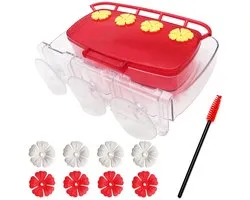 Hummingbird Feeder, Transparent PC Window Feeder, Mini Flower Creative Bird Feed (20 x 13.5 x 5cm), Suitable for Garden, Window, Suction Cup Bird Feeder with Cleaning Brush Brush