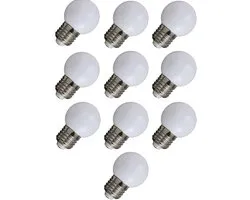 Ensemble Amlux 10 lampes LED blanc chaud - 1W - Capot blanc laiteux - 2700K - idéal pour les guirlandes lumineuses avec raccords E27