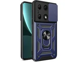 Coque Xiaomi Redmi Note 13 Pro 4G - Coque blindée MobyDefend avec Ring rotatif - Blauw - Étui de protection pour téléphone portable - Étui de téléphone adapté pour Xiaomi Redmi Note 13 Pro 4G