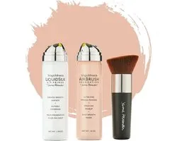 Magic Minerals AirBrush Foundation 3-delige set by Jerome Alexander – Fair – Foundation en LiquidSilk Airbrush Primer kit – Met gratis Kabuki kwast - Make-up met een natuurlijke dekking