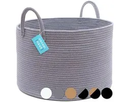OrganiHaus Grey Laundry Basket, Large Woven Rope Basket for Toys, Laundry, Blankets and Shoes - 50x33cm