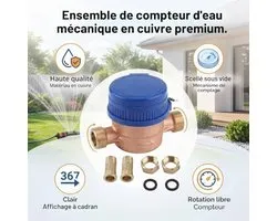 1/2" Dbit Cold Water Meter with Copper Fittings QN 1.5m3/h Dbitmeter au for Home and Garden, Antifreeze UV Protection - ShopVlot