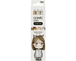 Palette Copic Ciao « LAYER & MIX » Mellow, 3 pièces, gris froid, ivoire, rose clair, pointe biseautée/pinceau, ronde, encre à base d'alcool, adulte/enfant