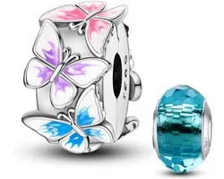HappyStar 925 Sterling Silver Stopper Beads Charms for Bracelets Clip Spacer Beads with 5A Zircon Mother's Day DIY - ShopVlot