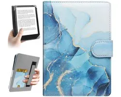 Dailygoods - HoYiXi Universele Hoes voor 6-6,8 inch E-Book Reader Compatibel met 6,8" Kindle Paperwhite/6" All-new Kindle 2022&2019/Kobo Clara HD/Kobo Clara 2E, 6" Beschermhoes Ingebouwde zak, DaliBlauw