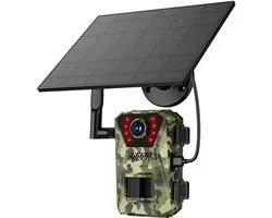 Caméra de chasse 4G avec panneau solaire | Caméra 4K, vision nocturne, vitesse d'activation de 0,3 seconde, étanche IP66, photos de 14 millions de pixels, détection de mouvement, caméra de surveillance extérieure