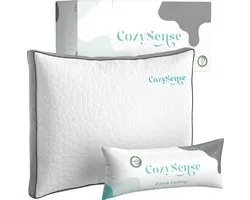 CozySense® Hoofdkussen - Traagschuim - Slaapkussen Nekklachten - Versnipperd Traagschuim + Micro-Vezels - Verkoelende Technologie - Vulbaar - Inclusief Extra 250g Schuim - Perfect voor Zij, Buik en Rug Slapers