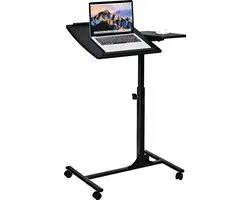 Table pour ordinateur portable, table pour ordinateur portable, table d'allaitement, table roulante, table de lit, table de canapé, sur roulettes, réglable en hauteur et inclinable, 93 x 64 x 45 cm (noir)