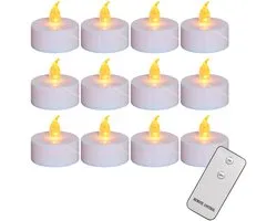 Bougies chauffe-plat LED Best Active 12 avec flamme vacillante - Télécommande et piles incluses - Plus de 100 heures d'autonomie - Bougies électriques à piles - Bougies chauffe-plat - Éclairage de Noël - Bougies de Noël