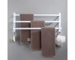 Porte-serviettes HONPHIER Salle de bain Porte-serviettes 3 couches Porte-serviettes mural en aluminium pour salle de bain Porte-serviettes mural pour salle de bain Cuisine Toilettes (Wit, 50CM)