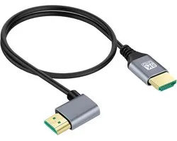 cablecc Ultra Thin HDTV HDMI 2.1 Plug to Plug, 8K 4K, Hyper Super Flexible, Slim Cable, 90 Degree Left Angled, Type A - ShopVlot