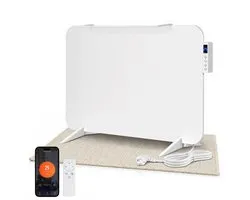 Panneau infrarouge 450W Blanc, Chauffage mural et sur pied avec application WiFi et porte-serviettes