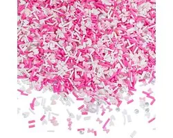 110G 8 Sets Valentijnsdag Sprinkles - Polymer Clay Slices Bulk - Roze Parels Hart Faux Candy Suiker Decoratie Craft Sprinkle voor Nail Art Cake Telefoonhoes Vaderdag Moederdag