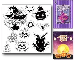 Halloween Witch Clear Stamps for Cards Making or Magazines Spooky Pumpkin Bat Monster Transparent Silicone Stamps for - ShopVlot