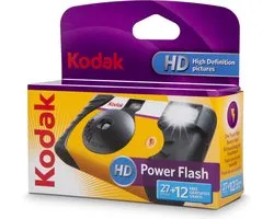 KODAK Power Flash 39 exp - Appareil Photo Jetable 35mm, Flash Automatique Intégré, ISO 800, Mise au Point Fixe, Viseur Optique, Rembobinage Manuel - Noir