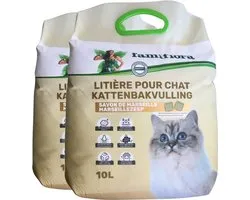 Famiflora Kattenbakvulling Marseille Zeep - 2x 10L - Bentoniet Litière pour chat - Extra Agglomérante & Absorbante d'odeurs - Parfum Frais