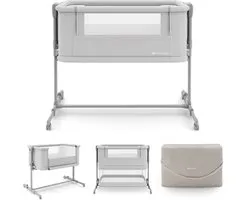 Kinderkraft NESTEE GROW 2 - Berceau cododo - avec matelas extensible - mobile avec roues - Gris clair