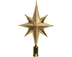 Decoris Kerstboom piek - ster vorm - goud - kunststof - 25,5 cm - kerstpiek